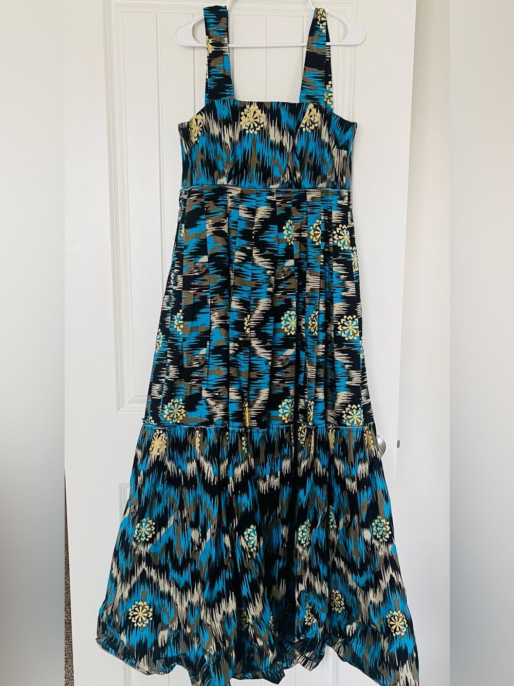 Blue & Black Floral-Accent Maxi Sundress